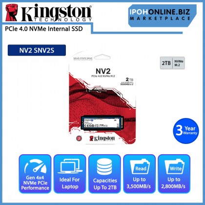 Kingston NV2 PCIe 4.0 NVMe M.2 SSD 2TB up to 3500/2800MB/s read/write SNV2S/2000G