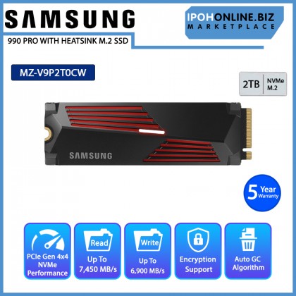 SAMSUNG MZ-V9P2T0CW 990 Pro With Heatsink 2TB PCIe 4.0 NVMe M.2 SSD