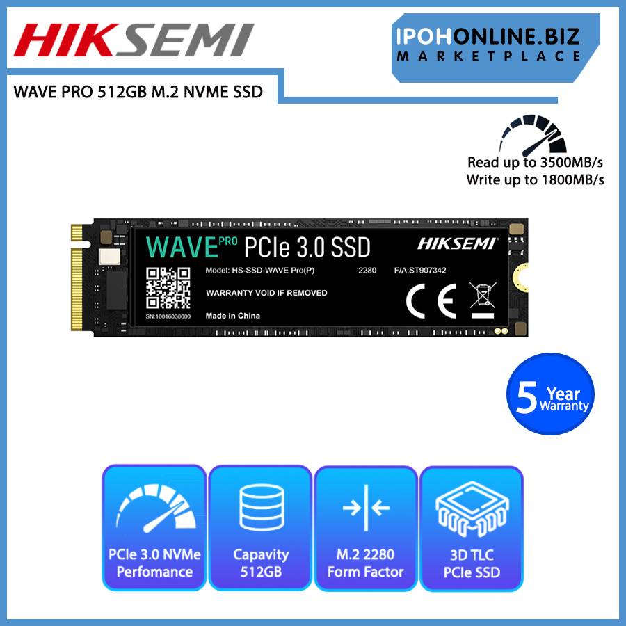 HIKSEMI HS-SSD-WAVE Pro(P) 512GB WAVE PRO Series PCIe 3.0 NVMe M.2