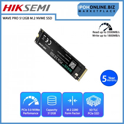 HIKSEMI HS-SSD-WAVE Pro(P) 512GB WAVE PRO Series PCIe 3.0 NVMe M.2 2280 SSD Read up to 3500MBs