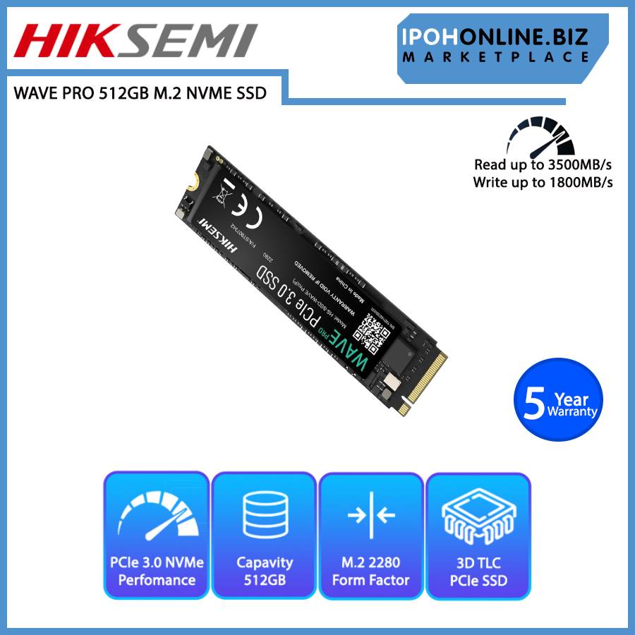 HIKSEMI HS-SSD-WAVE Pro(P) 512GB WAVE PRO Series PCIe 3.0 NVMe M.2