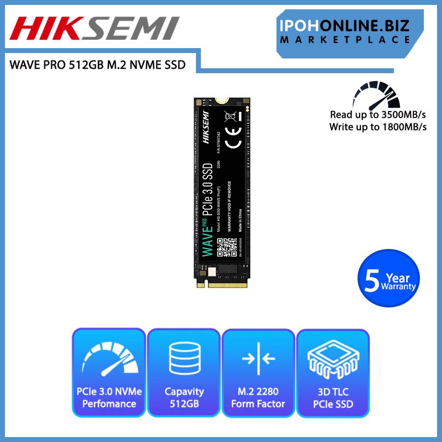 HIKSEMI HS-SSD-WAVE Pro(P) 512GB WAVE PRO Series PCIe 3.0 NVMe M.2