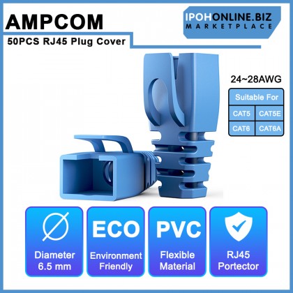 AMPCOM 50PCS RJ45 Ethernet Network Cable Strain Relief Boots Cable Connector Plug Covers For CAT5 / CAT5E / CAT6 / CAT6A