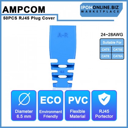 AMPCOM 50PCS RJ45 Ethernet Network Cable Strain Relief Boots Cable Connector Plug Covers For CAT5 / CAT5E / CAT6 / CAT6A