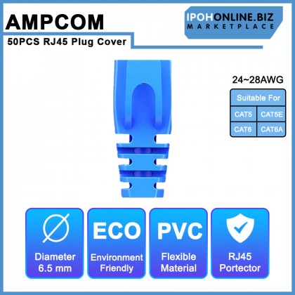 AMPCOM 50PCS RJ45 Ethernet Network Cable Strain Relief Boots Cable Connector Plug Covers For CAT5 / CAT5E / CAT6 / CAT6A