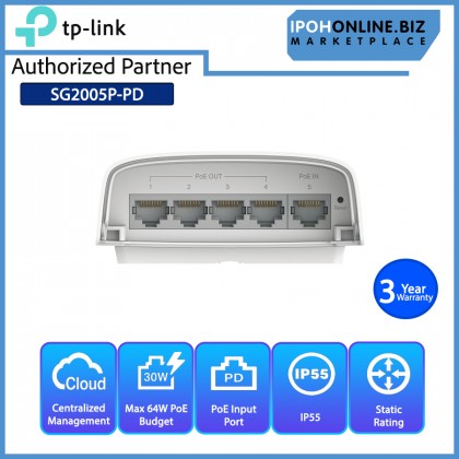 TP-LINK SG2005P-PD Omada 5-Port Gigabit Smart PoE+ Switch With PoE++ In
