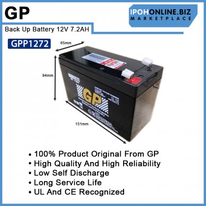 GP Back Up Battery 12V 7.2AH Rechargeable Sealed Lead Acid VRLA Battery - Original