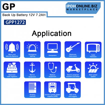 GP Back Up Battery 12V 7.2AH Rechargeable Sealed Lead Acid VRLA Battery - Original