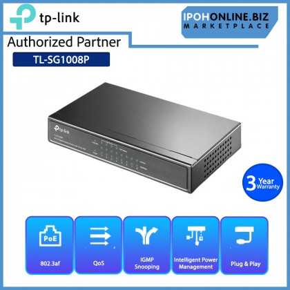 TP-LINK TL-SG1008P 8-Port 10/100/1000 Mbps Gigabit Desktop Switch with 4-Port PoE