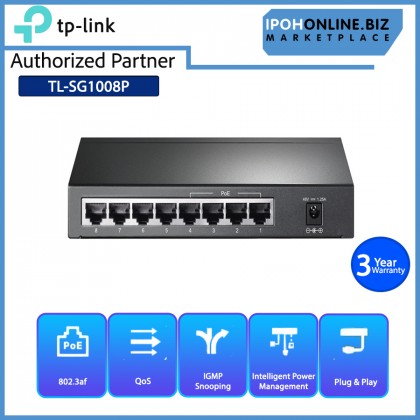TP-LINK TL-SG1008P 8-Port 10/100/1000 Mbps Gigabit Desktop Switch with 4-Port PoE