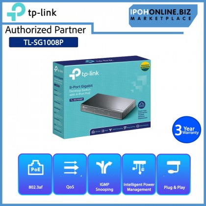 TP-LINK TL-SG1008P 8-Port 10/100/1000 Mbps Gigabit Desktop Switch with 4-Port PoE