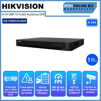 HIKVISION iDS-7208HUHI-M2/S 8-CH 5MP 1U H.265 AcuSense DVR
