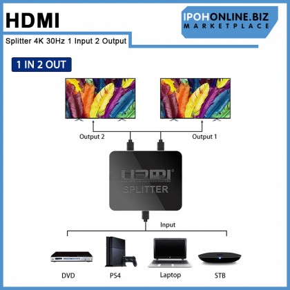 HDMI Splitter 4K 30Hz 1 Input 2 Output HDMI Switch Supports