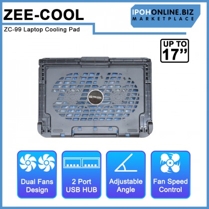 Zee-Cool ZC-99 Laptop Led Cooling Pad USB Ports 2 Support Up to 17” Laptop