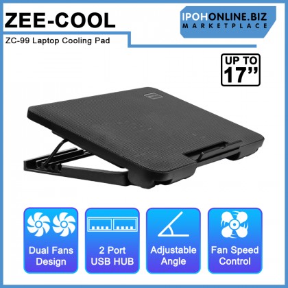 Zee-Cool ZC-99 Laptop Led Cooling Pad USB Ports 2 Support Up to 17” Laptop