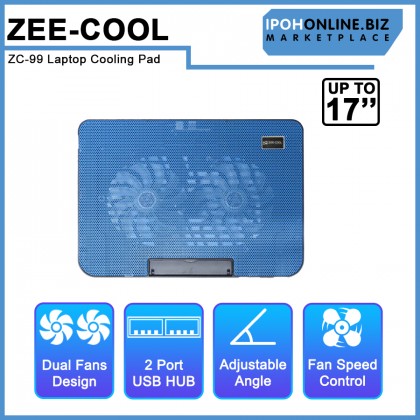 Zee-Cool ZC-99 Laptop Led Cooling Pad USB Ports 2 Support Up to 17” Laptop