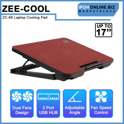 Zee-Cool ZC-99 Laptop Led Cooling Pad USB Ports 2 Support Up to 17” Laptop