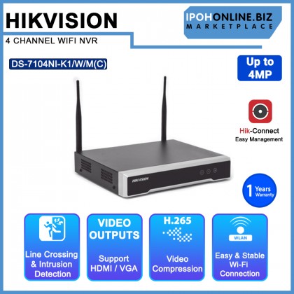 HIKVISION DS-7104NI-K1/W/M(C) 4 Channel Up To 4MP WIFI NVR For Ezviz And Hikvision HDMI VGA Outputs HIKVISION DS-7104NI-K1/W/M(C) 4 Channel Up To 4MP WIFI NVR For Ezviz And Hikvision HDMI VGA Outputs