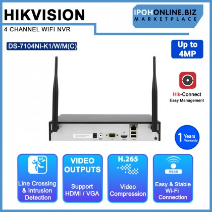HIKVISION DS-7104NI-K1/W/M(C) 4 Channel Up To 4MP WIFI NVR For Ezviz And Hikvision HDMI VGA Outputs HIKVISION DS-7104NI-K1/W/M(C) 4 Channel Up To 4MP WIFI NVR For Ezviz And Hikvision HDMI VGA Outputs