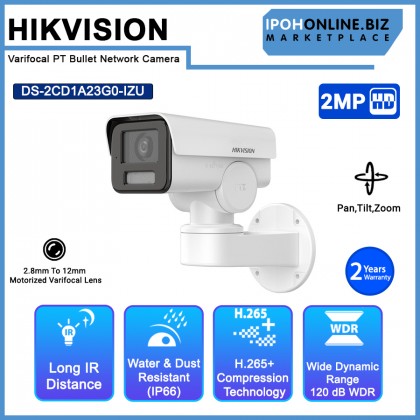 HIKVISION DS-2CD1A23G0-IZU Network 2MP H.265+ True WDR Motorized 2.8mm To 12mm Vari-focal Bullet Camera