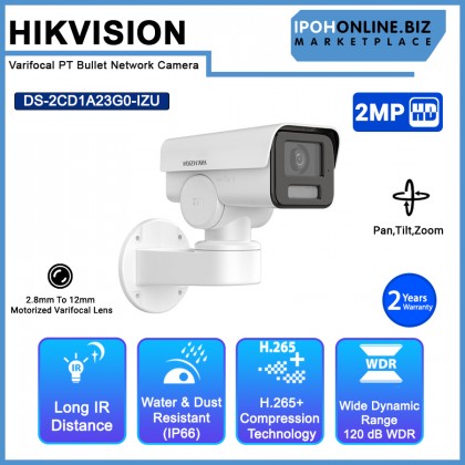 HIKVISION DS-2CD1A23G0-IZU Network 2MP H.265+ True WDR Motorized 2.8mm To 12mm Vari-focal Bullet Camera