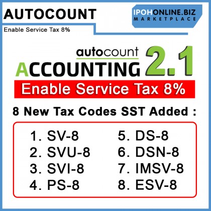 AutoCount Accounting 2.1 Enable Service Tax 8% Installation Pendrive