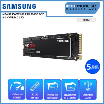 SAMSUNG MZ-V8P500BW 980 PRO 500GB PCIE 4.0 NVME M.2 SSD