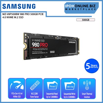 SAMSUNG MZ-V8P500BW 980 PRO 500GB PCIE 4.0 NVME M.2 SSD