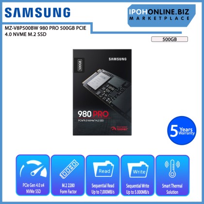 SAMSUNG MZ-V8P500BW 980 PRO 500GB PCIE 4.0 NVME M.2 SSD