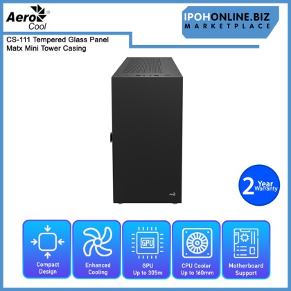 AEROCOOL CS-111 TEMPERED GLASS PANEL MATX MINI TOWER CASING