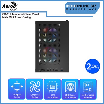 AEROCOOL CS-111 TEMPERED GLASS PANEL MATX MINI TOWER CASING
