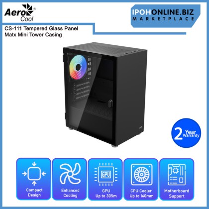 AEROCOOL CS-111 TEMPERED GLASS PANEL MATX MINI TOWER CASING