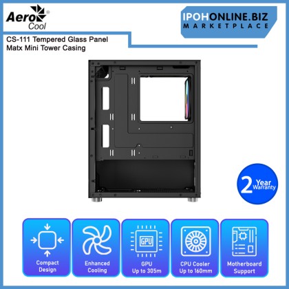 AEROCOOL CS-111 TEMPERED GLASS PANEL MATX MINI TOWER CASING
