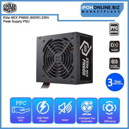 Cooler Master Elite NEX PN600 (600W) 230V Peak Power Supply PSU