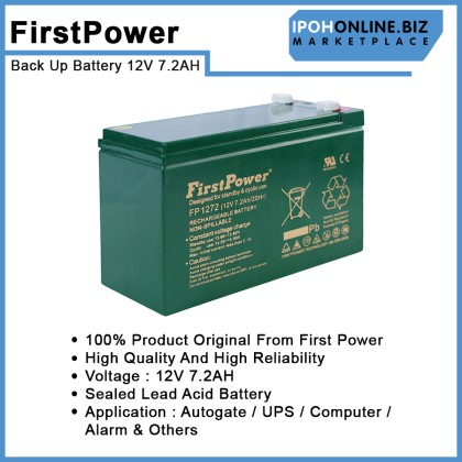 First Power FP1272 12V7.2AH Rechargeable Seal Lead Acid Back Up Battery (20 Hours)
