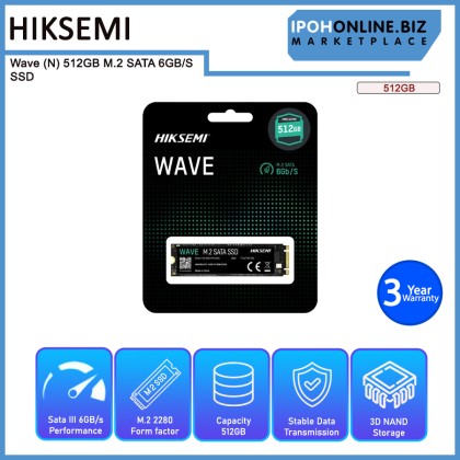 HIKSEMI 512GB WAVE (N) M.2 SATA 6GB/S SSD HIKSEMI 512GB WAVE (N) M.2 SATA 6GB/S SSD