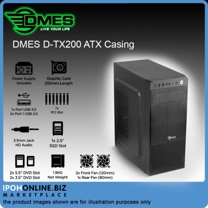 DMES D-TX200 ATX Casing (USB 3.0) with 550w Power Supply