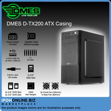 DMES D-TX200 ATX Casing (USB 3.0) with 550w Power Supply