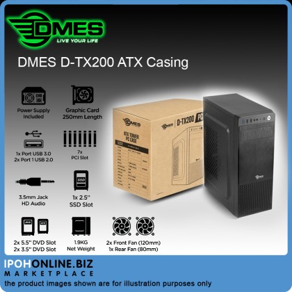 DMES D-TX200 ATX Casing (USB 3.0) with 550w Power Supply