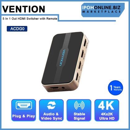 VENTION HDMI Switch 5 In 1 Out HDMI Switcher 4K 2K 1080P 5 Ports HDMI Hub Adapter for TV Projector