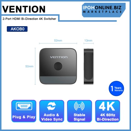 Vention HDMI Splitter 4K 60Hz HDMI 2.0 Switcher 1 in 2 / 2 in 1 Bi-Direction for PS4 TV XBOX360 Adapt