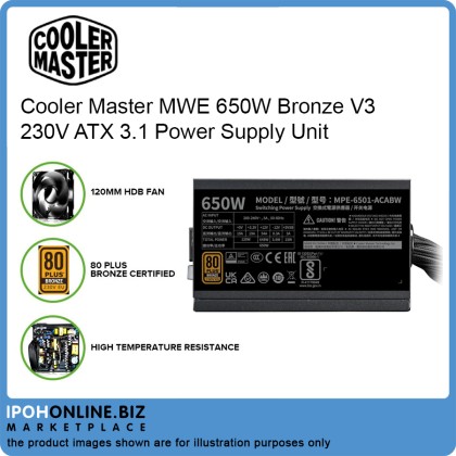 Cooler Master MWE 650W Bronze V3 230V ATX 3.1 Power Supply Unit Cooler Master MWE 650W Bronze V3 230V ATX 3.1 Power Supply Unit