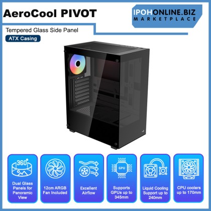 AEROCOOL PIVOT Tempered Glass Side Panel ATX Casing