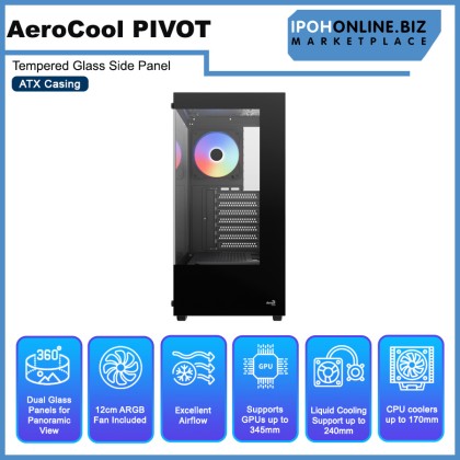 AEROCOOL PIVOT Tempered Glass Side Panel ATX Casing