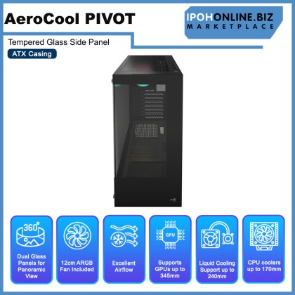 AEROCOOL PIVOT Tempered Glass Side Panel ATX Casing
