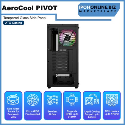 AEROCOOL PIVOT Tempered Glass Side Panel ATX Casing