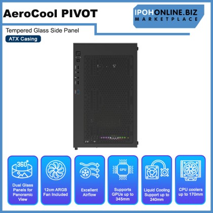 AEROCOOL PIVOT Tempered Glass Side Panel ATX Casing