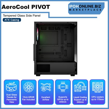 AEROCOOL PIVOT Tempered Glass Side Panel ATX Casing