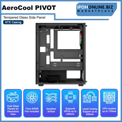 AEROCOOL PIVOT Tempered Glass Side Panel ATX Casing