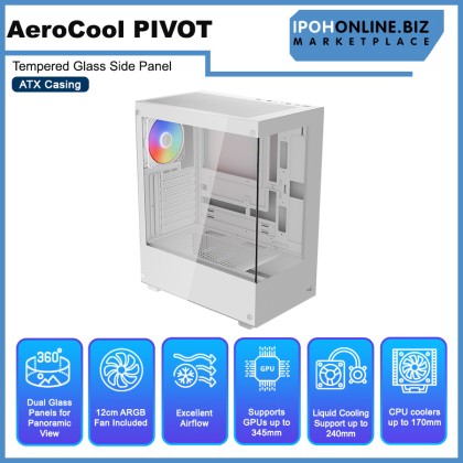 AEROCOOL PIVOT Tempered Glass Side Panel ATX Casing